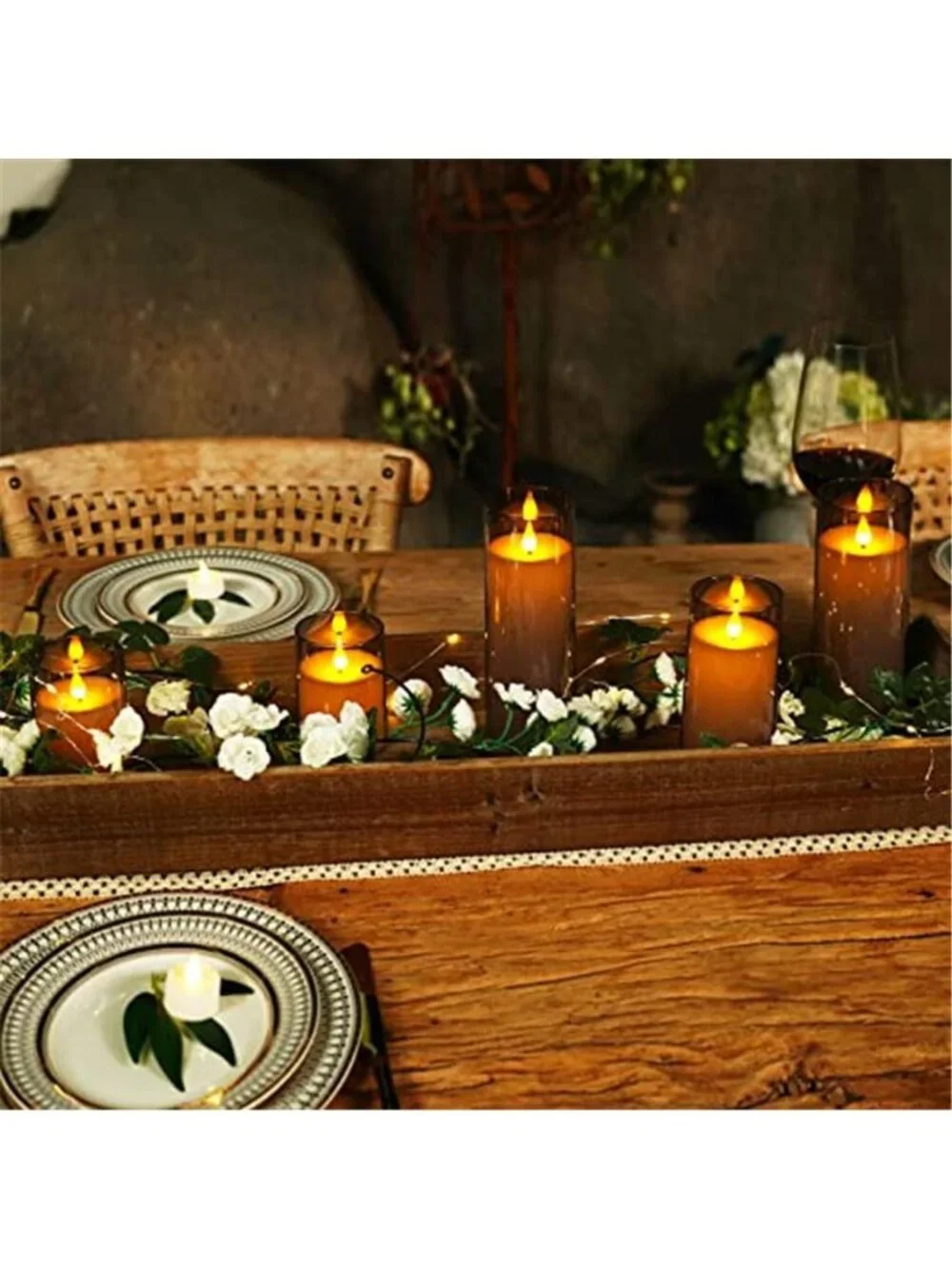 Gray Flickering Flameless Candles Battery Operated Acrylic LED Pillar